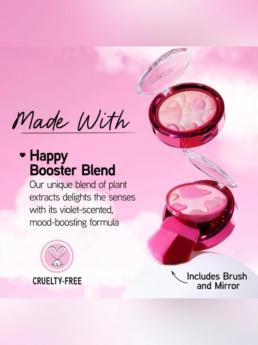New! Physicians Formula Happy Heart Glow & Mood Boosting Blush~Rose~Full Size